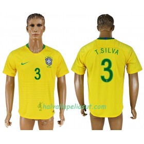 Jalkapallo Pelipaidat Brasilia Thiago Silva 14 World Cup 2018 Kotipaita