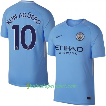 Jalkapallo Pelipaidat Manchester City Kun Agüero Kotipaita 2017-2018 Lyhythihainen