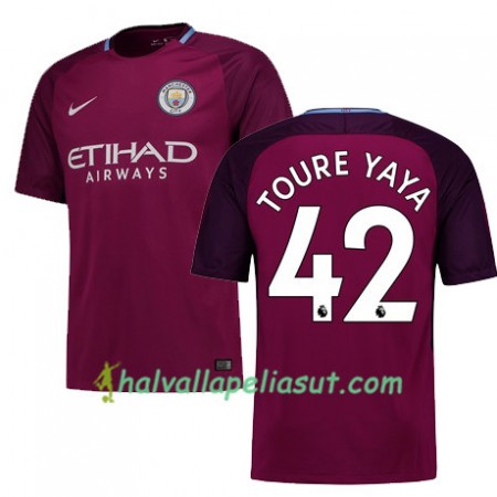 Jalkapallo Pelipaidat Manchester City TOURE YAYA 42 Vieraspaita 2017-2018 Lyhythihainen