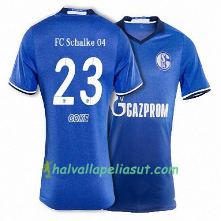 Jalkapallo Pelipaidat FC Schalke 04 COKE 23 Kotipaita 2017-2018 Lyhythihainen