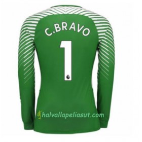 Jalkapallo Pelipaidat Manchester City Maalivahti Claudio Bravo 1 Kotipaita 2017-2018 Pitkähihainen