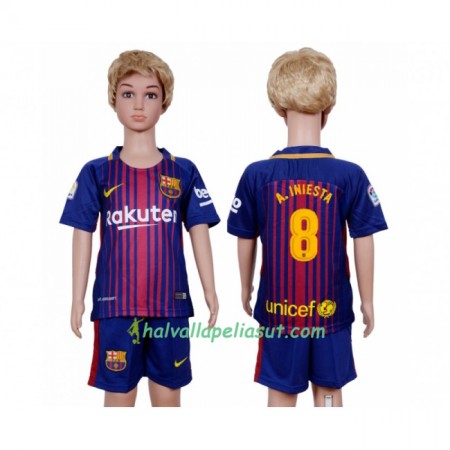 Jalkapallo Pelipaidat FC Barcelona AnPelipaita Iniesta 8 Lasten Kotipaita 2017-2018 Lyhythihainen